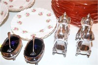 (1) sterling silver serving set,  glass bowl,
