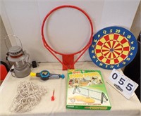 BASKETBALL HOOP, DART BOARD & DARTS...