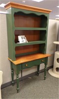 HALL TABLE W/BOOKCASE SHELF UNIT, PAINTED GREEN
