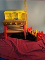 Vintage play school pounding bench and workbench