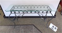 WROUGHT IRON SOFA TABLE W/GLASS TOP, 50" WIDE