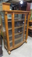 EMPIRE TIGER OAK CURIO  CABINET CURVED GLASS FRONT