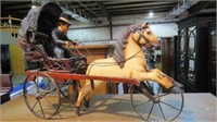 CARVED WOOD & METAL VICTORIAN STYLE HORSE BUGGY