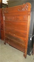 ANTIQUE WALNUT FULL SIZE BED W/RAILS