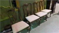 (4X) PADDED CHERRY QUEEN ANNE LEG DINING CHAIRS