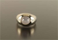 Mens 18k White Star Sapphire Ring