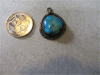Pawn Turquoise 1" Pendant Silver