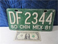 1980 CHIH MEX Metal License Plate