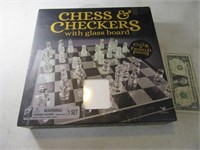 Glass Board modern Chess/Checkers Set