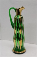 Bohemia Crystal Green & Gold Pitcher 12"