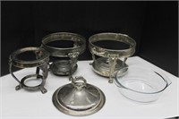 Sliver Warmers, Top & Marinex Glass Tray made in B
