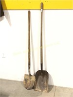 Pair of long handled shovels