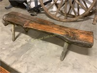 61" long homemade wooden tree bench