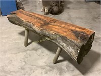 52" long real wood tree bench