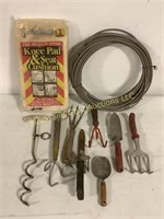 Misc hand tools, dog chain stake & wire