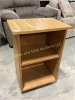 Rolling wooden stand w/ adjustable shelf