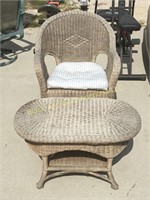 Wicker patio chair & table