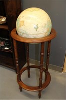 Vintage Globe on Wood Floor Stand 15 x 38