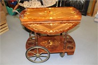 Antique Serving Cart 29 1/2 Round Leaves up, 29 1/