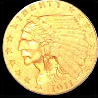 1911 $2.50 Gold Quarter Eagle CLOSELY UNCIRCULATED