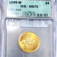 1995-W $5 Gold Civil War Commemorative ICG - MS70