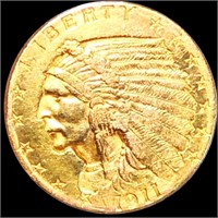 1911 $2.50 Gold Quarter Eagle NEARLY UNCIRCULATED