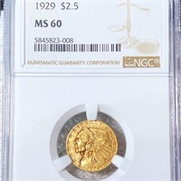 1929 $2.50 Gold Quarter NGC - MS60