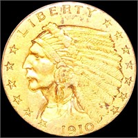 1910 $2.50 Gold Quarter Eagle CLOSELY UNC