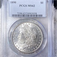 1890 Morgan Silver Dollar PCGS - MS62