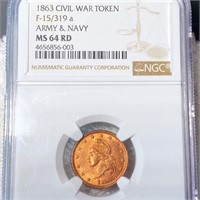 1863 Civil War Token NGC - MS 64 RD