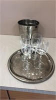 Serving Tray Wine Glasses Ice Bucket Set