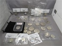 Various Coins Including Washington Quarters,