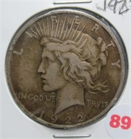 1922-D Peace Silver Dollar.