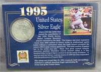 1995 One Ounce Fine Silver Eagle & Stamp with