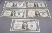 (5) 1935 $1 Silver Certificates.