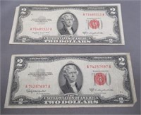 (2) 1953 B&C $2 Red Seal.