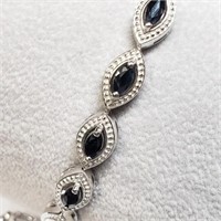 Sterling Silver Dark Blue Sapphire Bracelet SJC