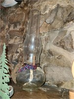 Antique clear glass oil lamp