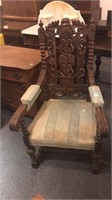 Hand Carved Oak Chair