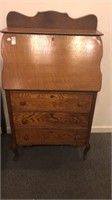 Antique Oak Slant Front 3 Drawer Desk