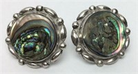 JFG Sterling Clip on Earrings with Abalone Shells