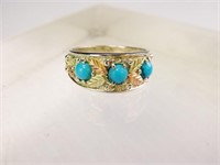 Sterling Silver & 12K Gold Ring w/ Turquoise Sz. +