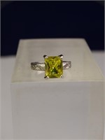 Sterling Silver & Citrine Ring, Size 6.5