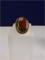 Sterling Silver & Agate Ring, Size 9.5