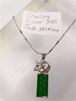 Sterling Silver & Jade Pendant Necklace