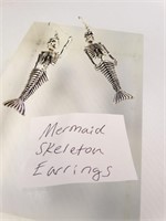 Mermaid Skeleton Dangle Earrings
