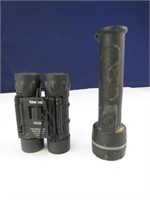 Tasco 10x25 Binoculars & Black Plastic Flashlight