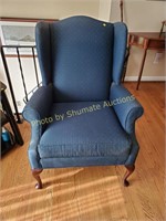 Pair of blue wingback chairs