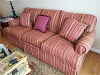 Red stripped 3-cushion sofa