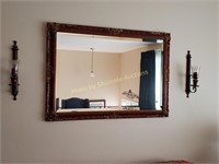 Wall mirror and pair candle sconces